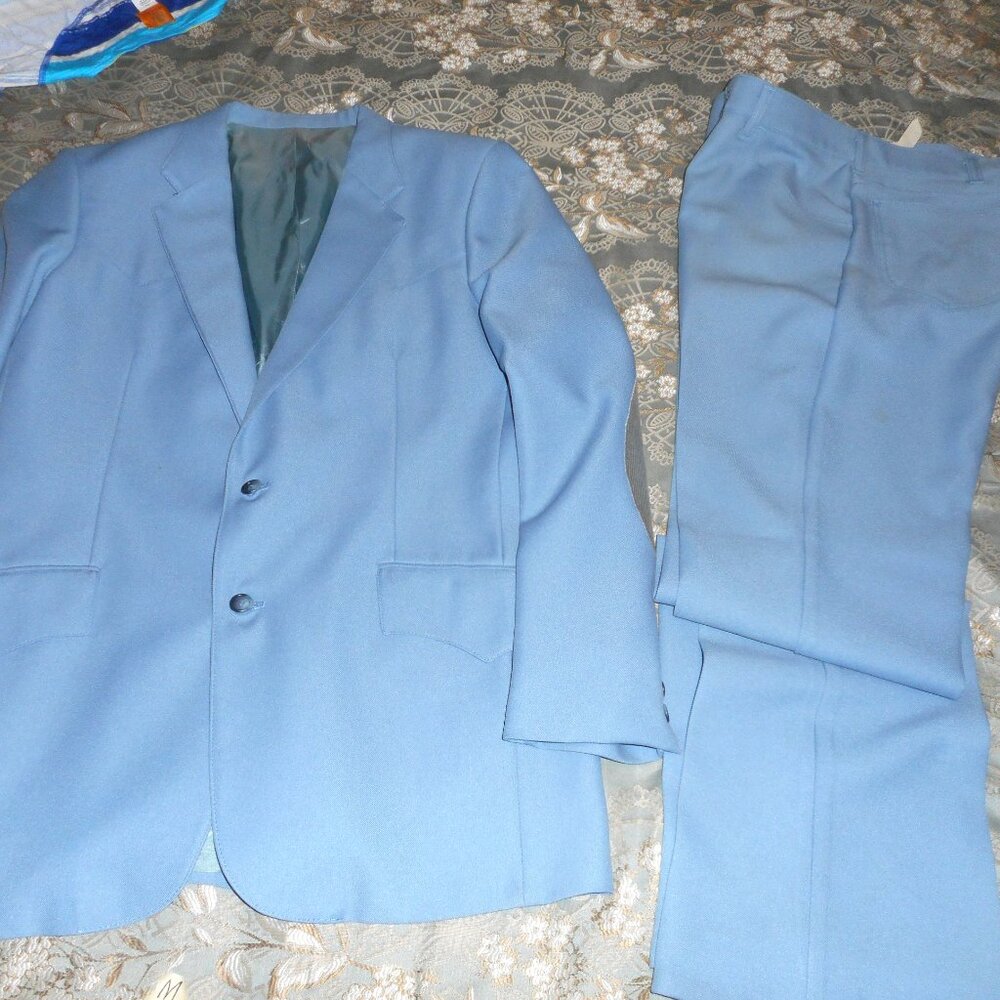 70s Lee Western Suit plus Tie 44Jacket Elbow Patches Union Workers Tag